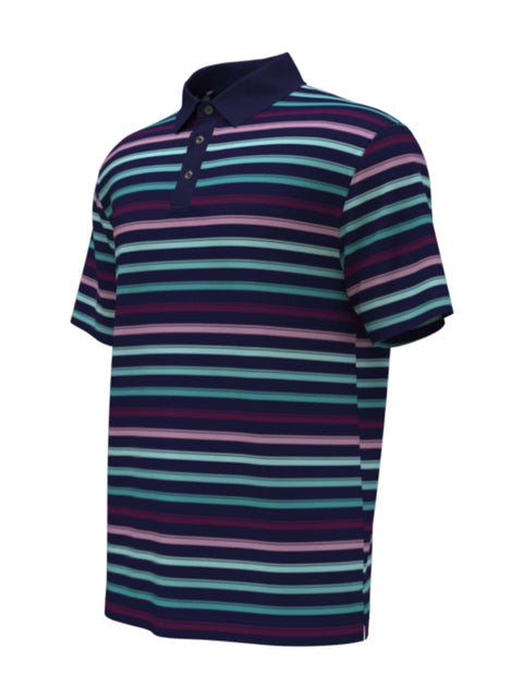 All-Over Stripe Print Golf Polo (Blueprint) 