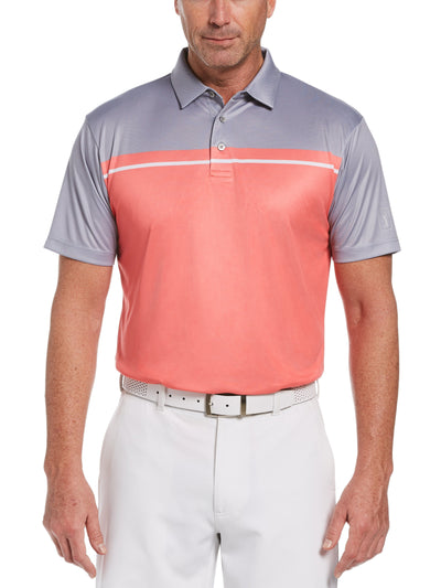 Men's Blocked Birdseye Print Golf Polo