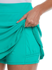 Essential Solid Double Flounce Tennis Skort (Peacock Green) 