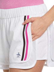 Women's Mesh Hem Contrast Stripe Tennis Shorts