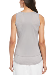 Solid Golf Tank Top with Mesh Panel (Sleet Heather) 